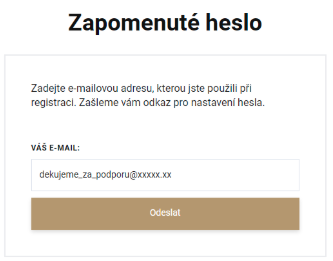 Shoptet obnova hesla